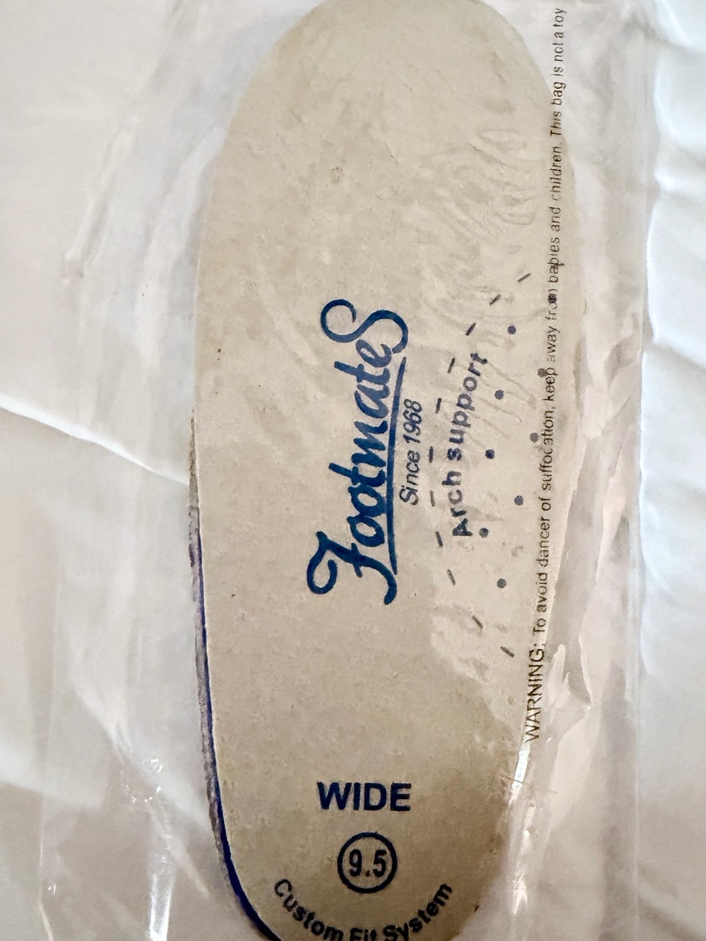 FootMates Beige Insoles with Blue Logo